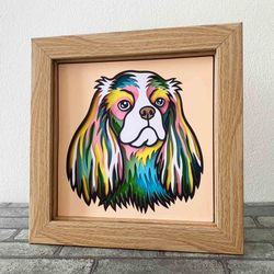 dog 3d layered svg for cardstock/ colorful cavalier king multilayer svg/ dog mandala pop art/ 3d dog papercraft svg