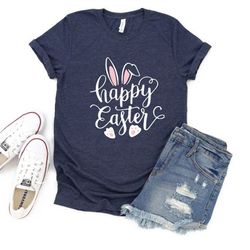 Happy Easter shirt, Women Easter shirt, Cute Easter gift, Matching Easter shirt, Easter bunny shirt, bunny shirt, kids e