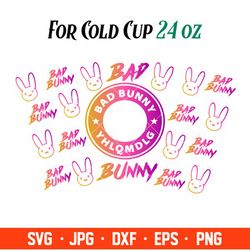 Bad Bunny Starbucks Full Wrap Svg, Yo Perreo Sola Svg, Bad bunny logo Svg, El Conejo Malo Svg, Cricut, Silhouette Vector
