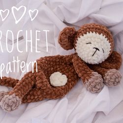 Crochet monkey pattern Crochet snuggler pattern Crochet cuddle toy pattern Amigurumi monkey pattern Crochet plush monkey