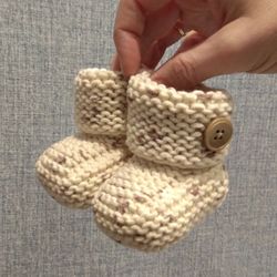 Knitted baby booties, Cute newborn shoes, Pregnancy gift, Chunky new baby socks