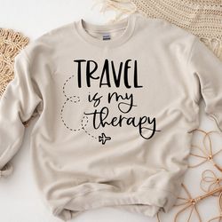 Travel is my Therapy Shirt, Traveler Gift, Travel Shirt, Vacation Shirt, Travel Lover, World Map Shirt, Airplane Mode Ts