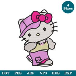 Hello Kitty Machine Embroidery Design 5 Sizes, Cute Childrens Embroidery Design cartoon - Instant Download