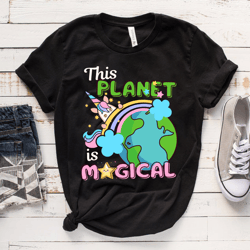 our planet is magical t-shirt - world earth day shirt, unicorn face shirt, environmental awareness, unicorn lover tee