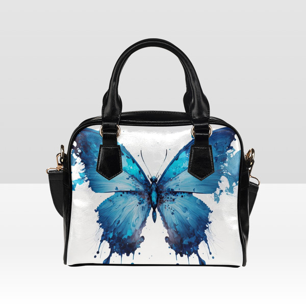 Blue Butterfly Watercolor Style Shoulder Bag.png