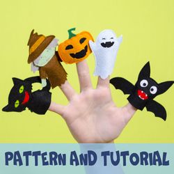 Halloween finger puppets, Pattern and Tutorial, PDF and SVG