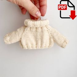 Sweater oversize Knitting pattern. Outfit for doll. English and Russian PDF.