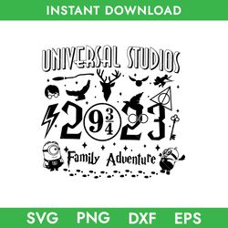 Universal Studio 2023 Family Adventure Svg, Harry Potter Svg, Minion Svg, Magic Castle Svg, Hogwarts Svg Download File