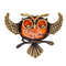 Amber Owl Brooch Birds Brooch Pin Animals Jewelry Brooch For Women Men Smart Owl With Glasses Orange Yellow Gold Brooch.jpg