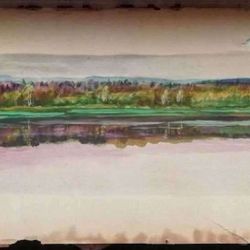 Vintage Watercolor Landscape by V. Milivanov 1981, condition 5/10