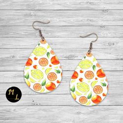 Oranges Earrings design,citrus earrings sublimation,Teardrop earrings sublimation