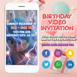 sonic the hedgehog birthday invitation, editable and printable sonic birthday invitation, editable kids birthday