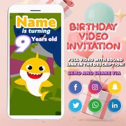 baby shark invitation, baby shark video invitation, baby shark invite, baby shark birthday