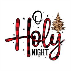 O Holy Night Leopard Pattern Pine Tree PNG Sublimation Designs