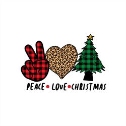 Peace Love Christmas Leopard Heart PNG Sublimation Designs