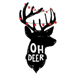 Oh Deer Wearing Red String Light SVG