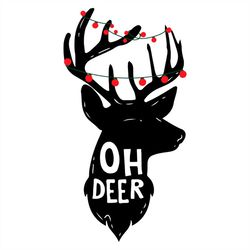 oh deer wearing red string light svg