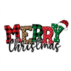 merry christmas wearing buffalo plaid hat png sublimation designs