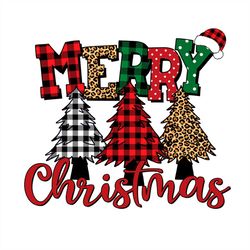 Merry Christmas Buffalo Plaid Leopard Tree PNG Sublimation Designs