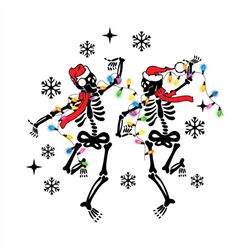 Two Skeleton Dancing Christmas Lights PNG Sublimation Designs