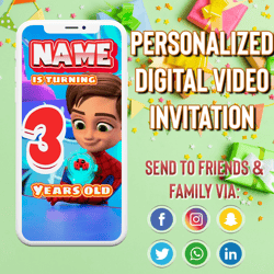 spidey and his amazing friends animated digital invitation for birthday party, spiderman, miles morales, spidergwen