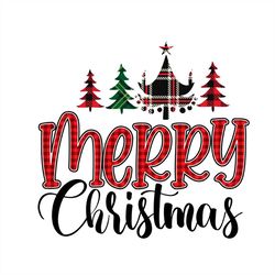 Buffalo Plaid Merry Christmas SVG, Buffalo Plaid Chrismas Tree SVG PNG