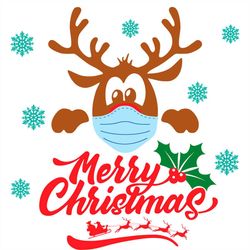 Merry Christmas Reindeer Wearing Mask SVG