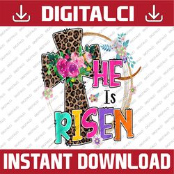 easter christian mom he is risen leopard easter day png, happy easter day sublimation design