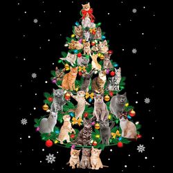 Cute Baby Cat Christmas Tree PNG Sublimation Designs