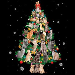 cute baby cat christmas tree png sublimation designs