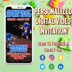 sonic invitation, sonic video invitation, sonic the hedgehog invite, sonic the hedgehog birthday, sonic the hedgehog