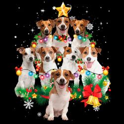 Funny Jack Russell Terrier Xmas Tree PNG Sublimation Designs