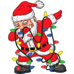 trendy santa claus dabbing with string light png sublimation designs
