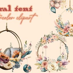 floral tent watercolor clipart