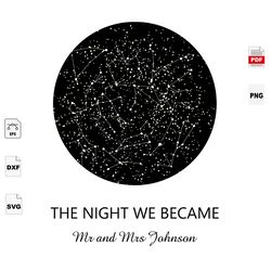 the night we become mr and mrs johnson, stars night, stars vector, sparkle night, wedding, wedding svg, rustic wedding,