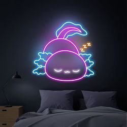 Axolotl Neon Sign, Sleeping Axolotl Neon Light, Kawaii Neon Sign, Wall Decoration, Birthday Gift
