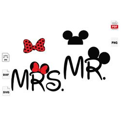 Mrs And Mr, Wedding, Mickey, Head Mickey, Couple Of Mickey, Wedding Svg, Rustic Wedding, Wedding Shower, Wedding Invitat