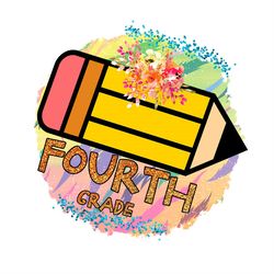 fourth grade with yellow big pencil png sublimation designs