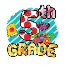 5th grade with red polka dots purple heart png sublimation designs