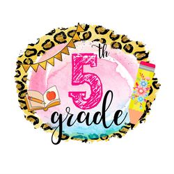 5th grade with leopard pattern png sublimation designs