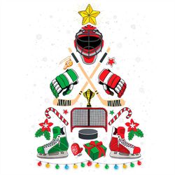 Ice Hockey Christmas Tree PNG Sublimation Designs