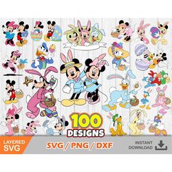 Mickey and Friends Easter clipart bundle, Easter svg cut files for Cricut / Silhouette, Mickey svg, Easter png, png, dxf