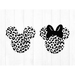 Mickey mouse cheetah leopard, minnie mouse cheetah svg, print svg, png, clipart, cutting files for cricut silhouette