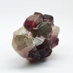 Cherry tourmaline and quartz crystals