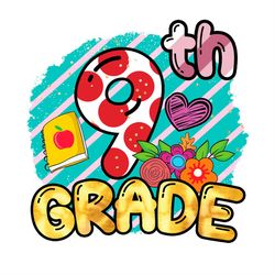 9th grade red polka dots with purple heart png sublimation designs