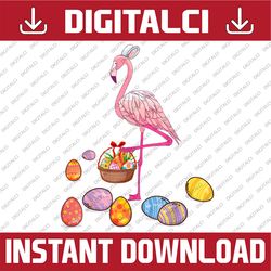easter flamingo bunny lovers egg basket funny easter easter day png, happy easter day sublimation design