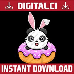 Panda Donut Easter Day Rabbit Bunny Ears Easter Day Png, Happy Easter Day Sublimation Design