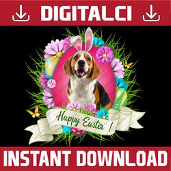 happy easter beagle wearing bunny ear eggs cool easter day png, happy easter day sublimation design