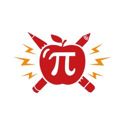 number pi in red apple svg png