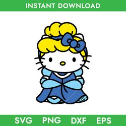 hello kitty cinderella svg, hello kitty svg, princess cinderella svg, disney princess svg, png, dxf eps instant dowload